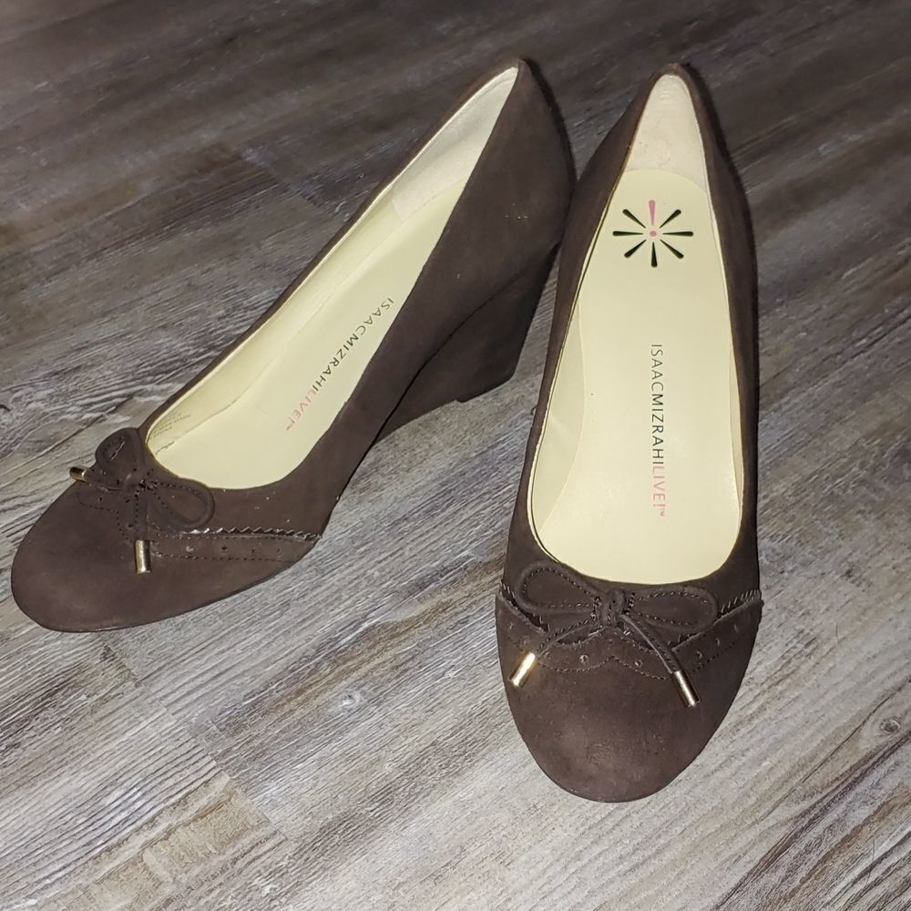 Isaac Mizrahi Live Imkalma brown Wedges Sz 7 NWOT